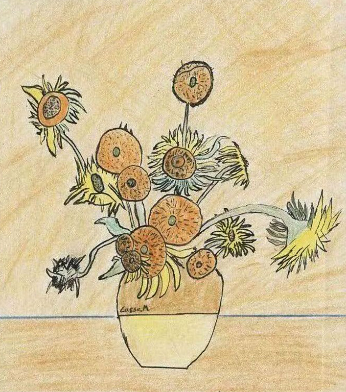 gymnasium am wall - jg 6 sonnenblumen nach van Gogh 2011