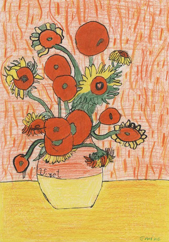 gymnasium am wall - jg 6 sonnenblumen nach van Gogh 2011